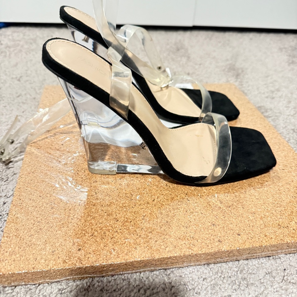 Fashion Nova Black Wedge Heels